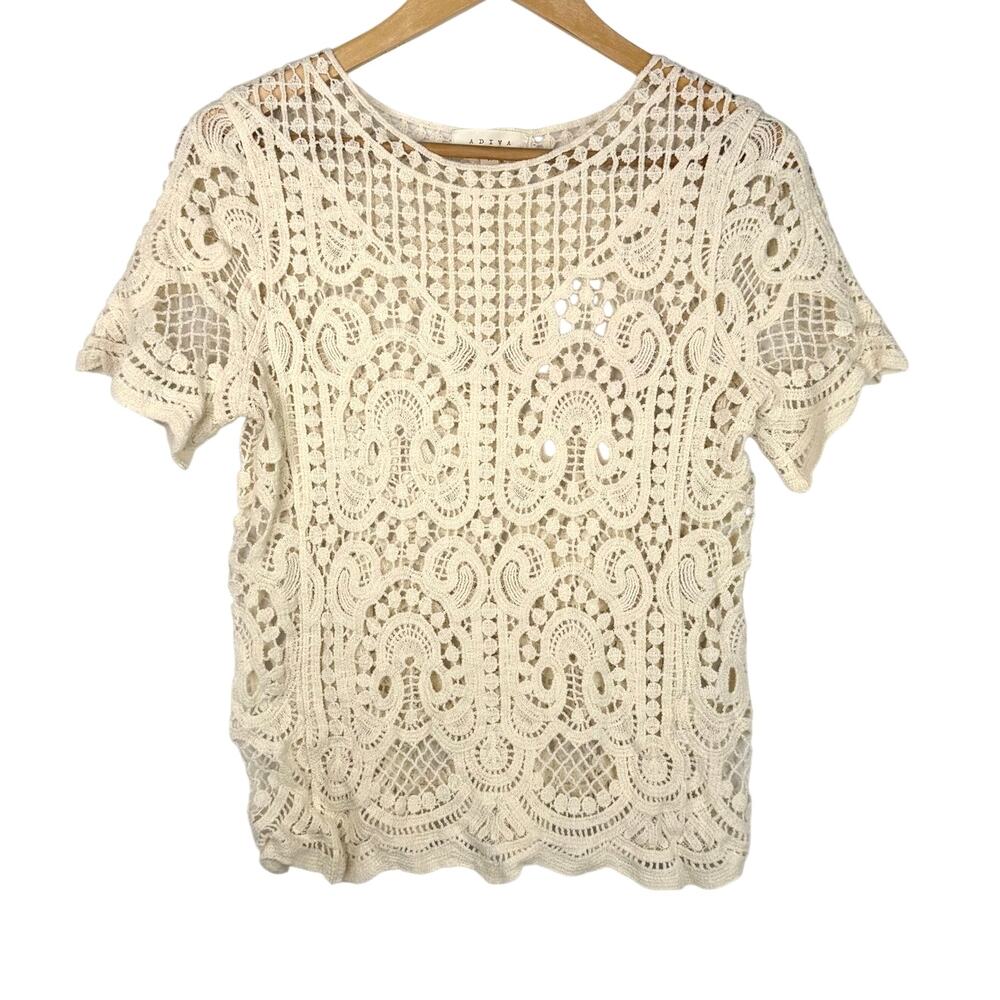 Adiva Cream Crochet Shirt M